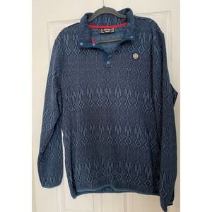 Avalanche Outdoor Co. Mens Sz Large Blue 1/4 Snap Pullover Hiking Aztec